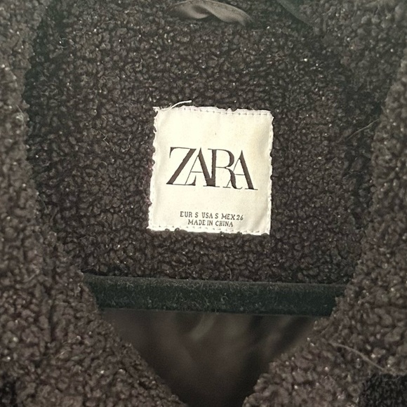 Zara Black Shearling Teddy Fleece Jacket - Picture 3 of 6